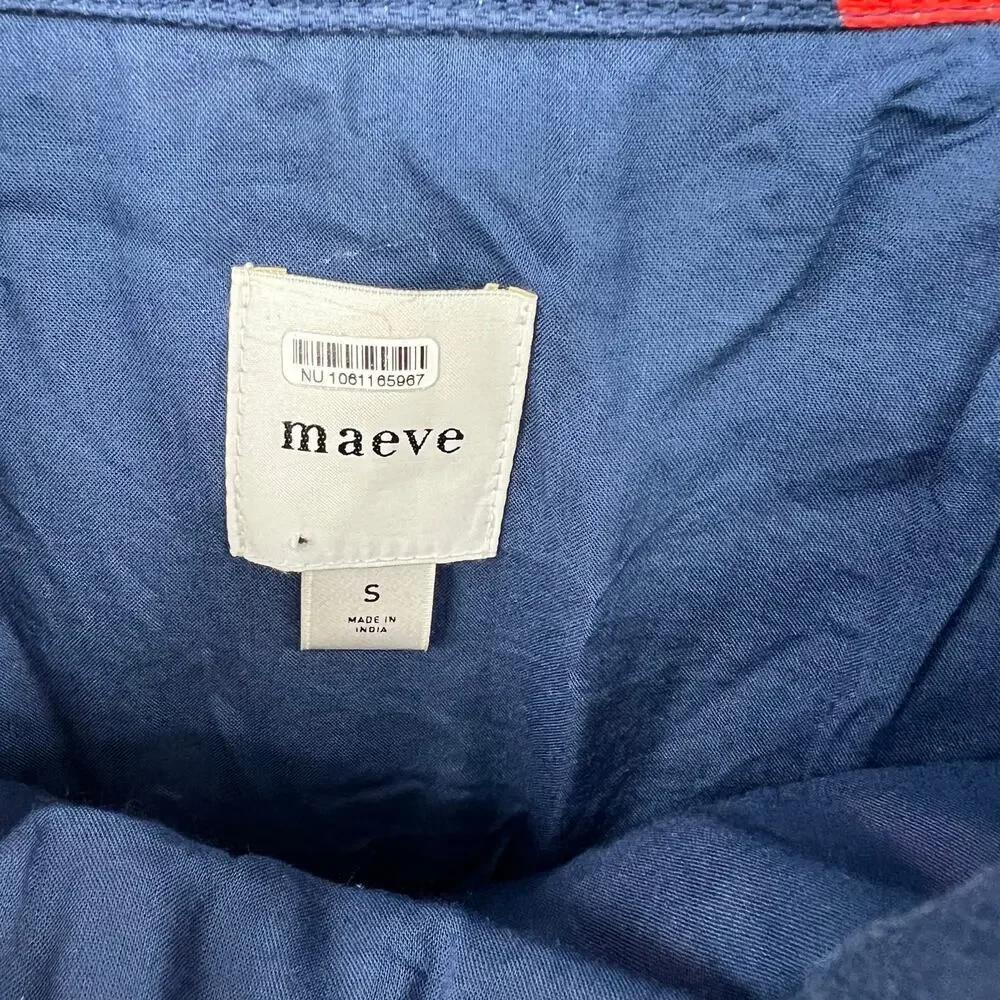 Anthropologie Maeve Square Neck Shift Strawberry Dress size Small In BlueBy - Picture 8 of 11